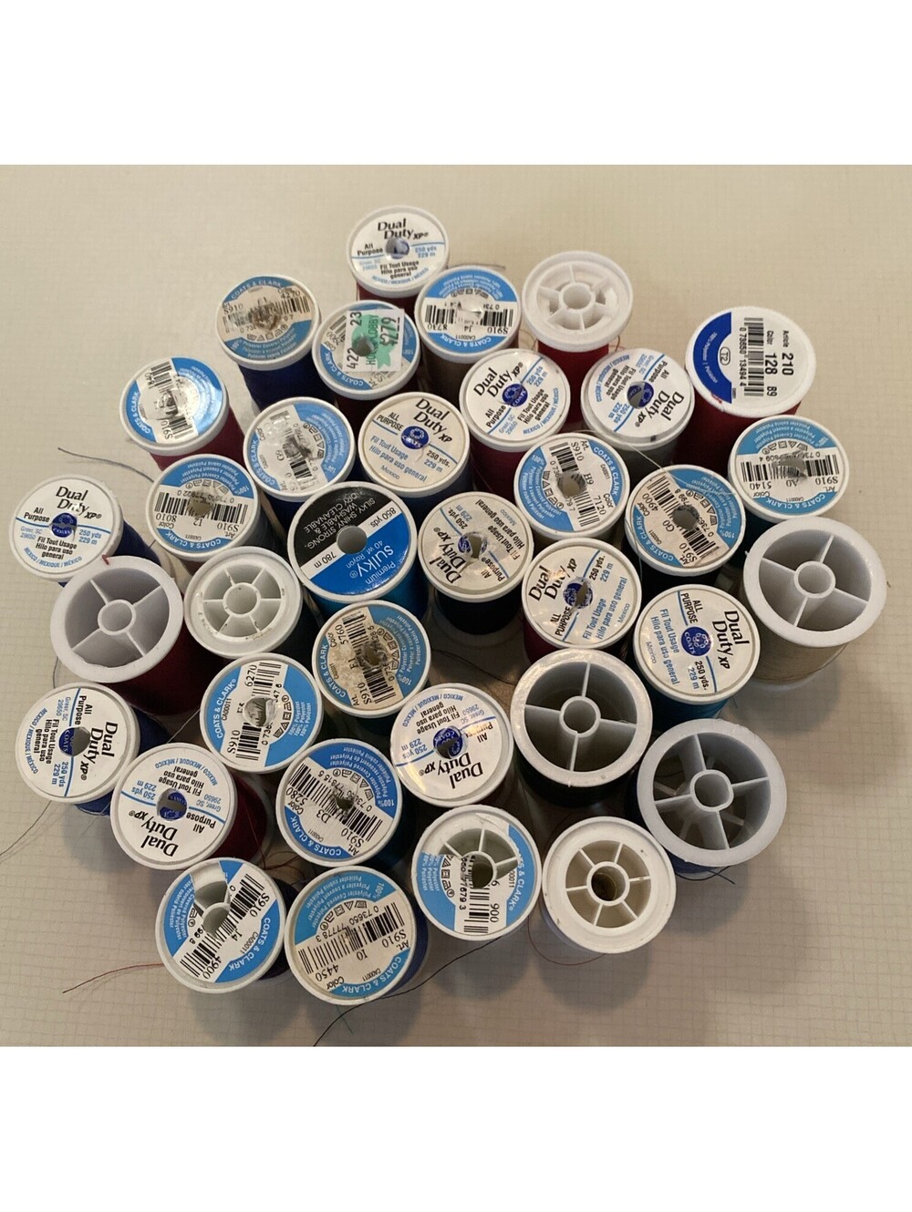 Mix Of Sewing Thread Heavy Duty And All Purpose Lot of 35 Assorted Color Spools